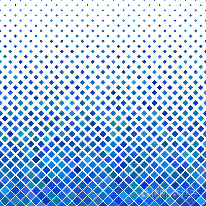 彩色方形图案背景-从对角方块在蓝色色调的几何矢量图