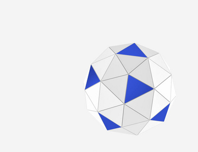 蓝色和白色球体几何背景。抽象的 3d 呈现器