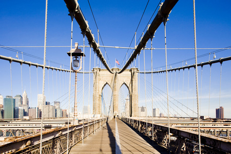 布鲁克林大桥连接纽约曼哈顿和布鲁克林区