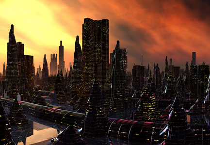 3d 渲染的幻想外星人之城 3d 图
