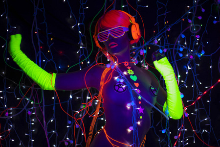 发光紫外线霓虹灯迪斯科女性网络娃娃机器人电子玩具照片