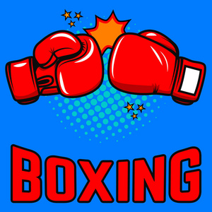 波普艺术风格背景上的拳击手套.设计元素照片