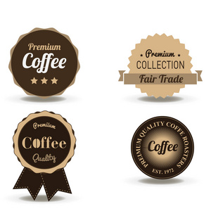 咖啡饮料的徽章和标签矢量平面标志复古咖啡馆符号