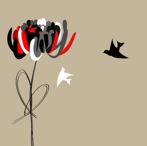 带鸟的抽象派花