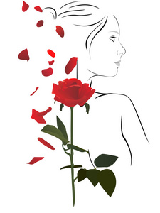 女人和玫瑰