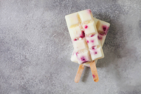 夏季水果和浆果的自制冰棍冰淇淋持久性有机污染物。集团