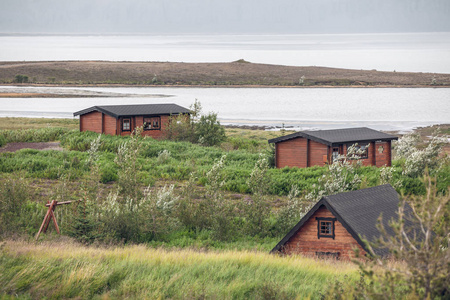 杂草丛生的小房子，在冰岛