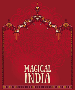 为您的文本的地方到神奇印度的旅行海报