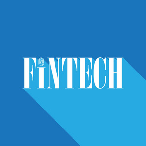 Fintech 文本与指纹和长长的阴影设计