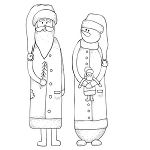 花式的圣诞老人和雪人