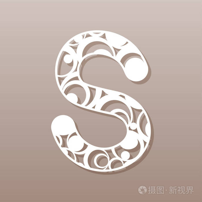 字母s为激光切割英语字母表矢量图