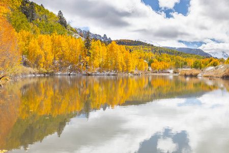 秋天在科罗拉多州的库什曼湖
