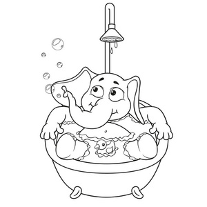 孤立大象的大集合.向量卡通照片