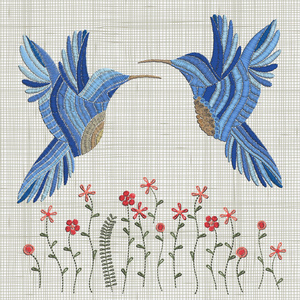 刺绣蓝鸟照片