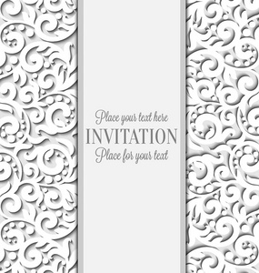 婚礼卡纸花边框架 贺卡邀请模板上的花边桌巾