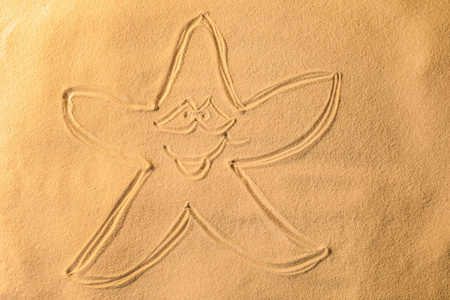画在沙滩上的海星