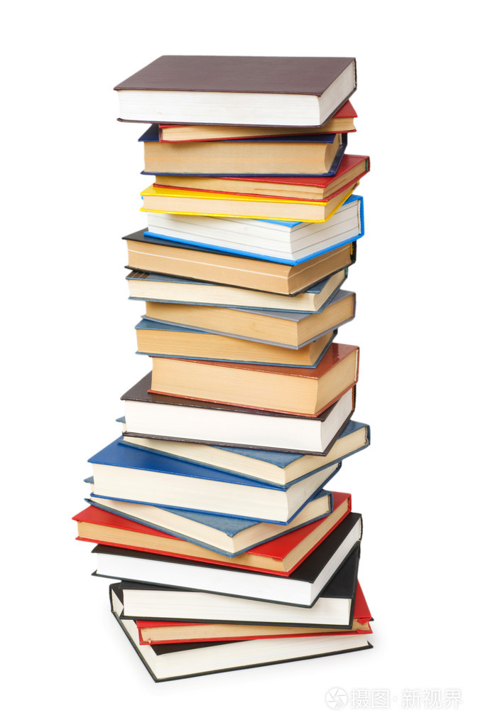在白色上孤立的一叠书