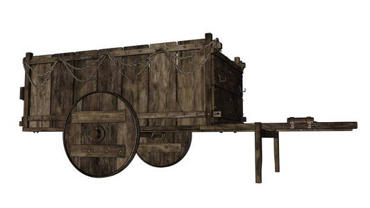 老式木制马车或购物车3d 渲染