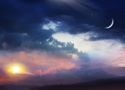 橙色的神秘日落图片