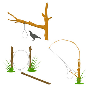 在树上-狩猎陷阱 o 金属铰链照片