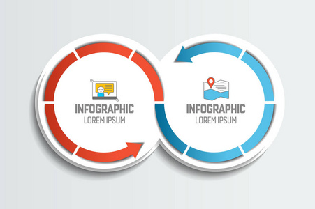两个连接的箭头的圆圈。图表元素