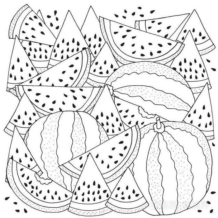 西瓜的着色模式插画-正版商用图片0105et-摄图新视界