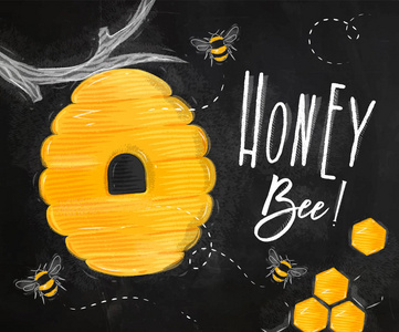 海报蜂蜜蜜蜂粉笔