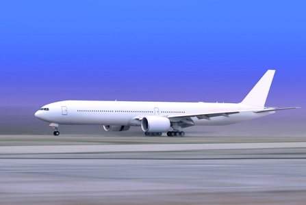 快速机智跑道上的白色飞机照片