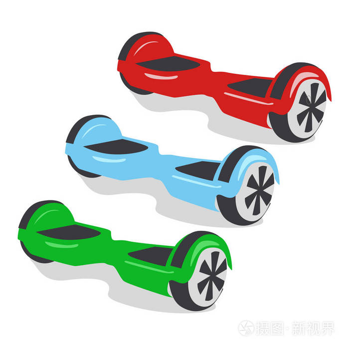 多彩多姿的陀螺仪 个人生态运输 陀螺滑板车 智能平衡轮。新的现代技术