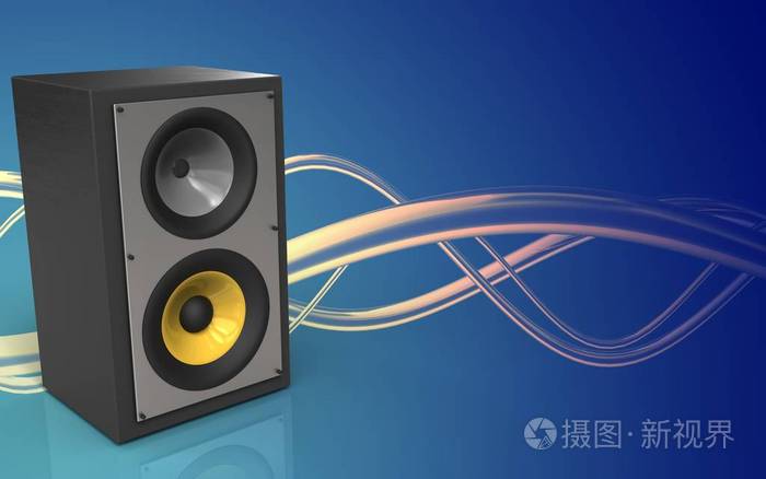 在波蓝色背景音响系统