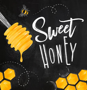 海报甜甜的蜂蜜粉笔