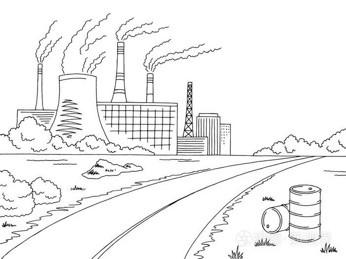 城市污染素描图片