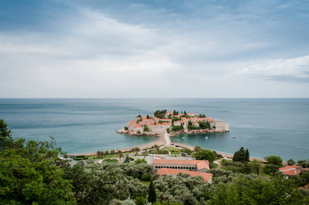 圣斯特凡是对 Montenegr 亚得里亚海海岸的小岛