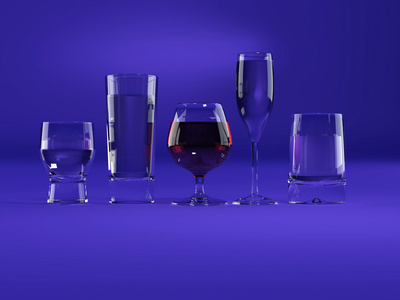 许多玻璃杯