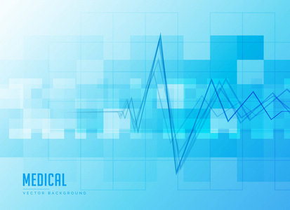 蓝色的医学背景与心跳线