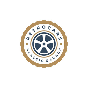 汽车logo汽车车轮 logo 模板矢量设计元素复古风格照片
