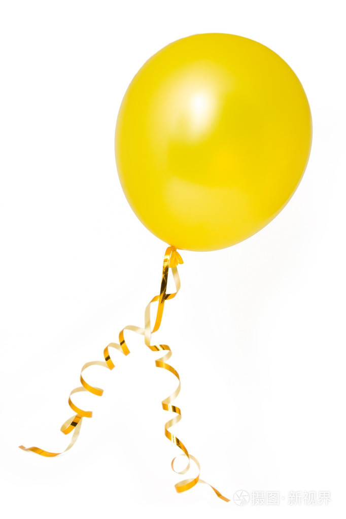 带丝带的黄色气球