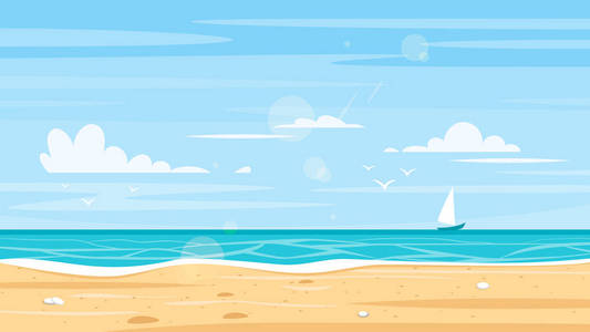 海边背景插画 海边背景手绘 海边背景卡通图 摄图新视界