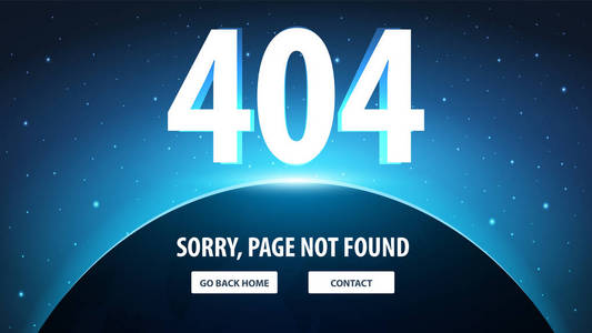 与空间背景下的 404 错误。找不到页面。网站的用户体验用户界面模板。矢量图