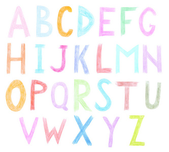 多彩的手写体的字母表图片