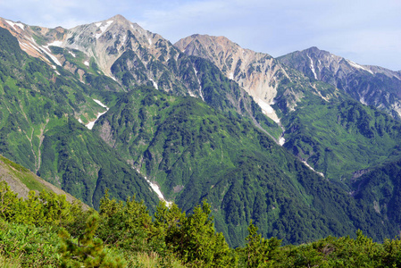日本阿尔卑斯山的中部山岳国立公园，天火车乘坐从东京和滑雪和滑雪板在冬天和远足和爬山夏季好去处