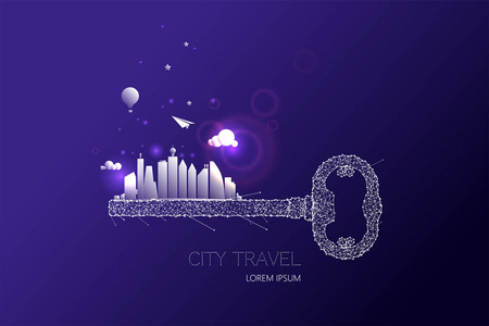 键和城市平面构成与光效果设计