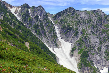 日本阿尔卑斯山的中部山岳国立公园，天火车乘坐从东京和滑雪和滑雪板在冬天和远足和爬山夏季好去处