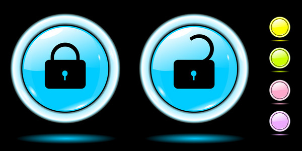 全反射照用全反射锁的蓝色按钮照片