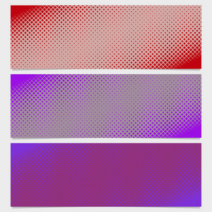 半色调方形图案横幅模板设置矢量设计从对角方块