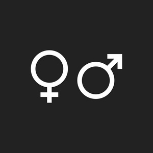 性别标志矢量图标。男人和 woomen 概念图标