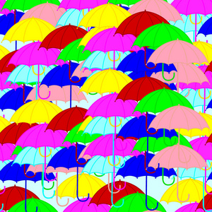 五颜六色的雨伞。无缝模式的装饰纸，wallp