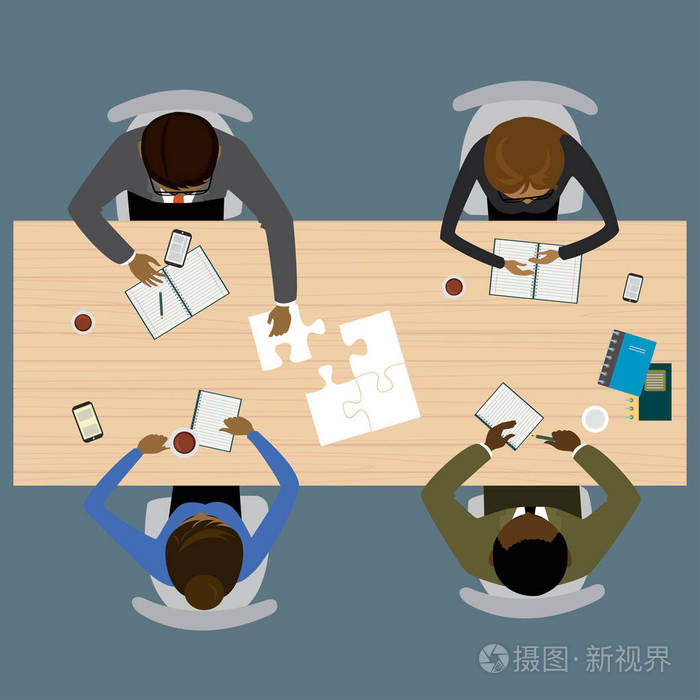 团队合作,集思广益,启动.平面矢量图