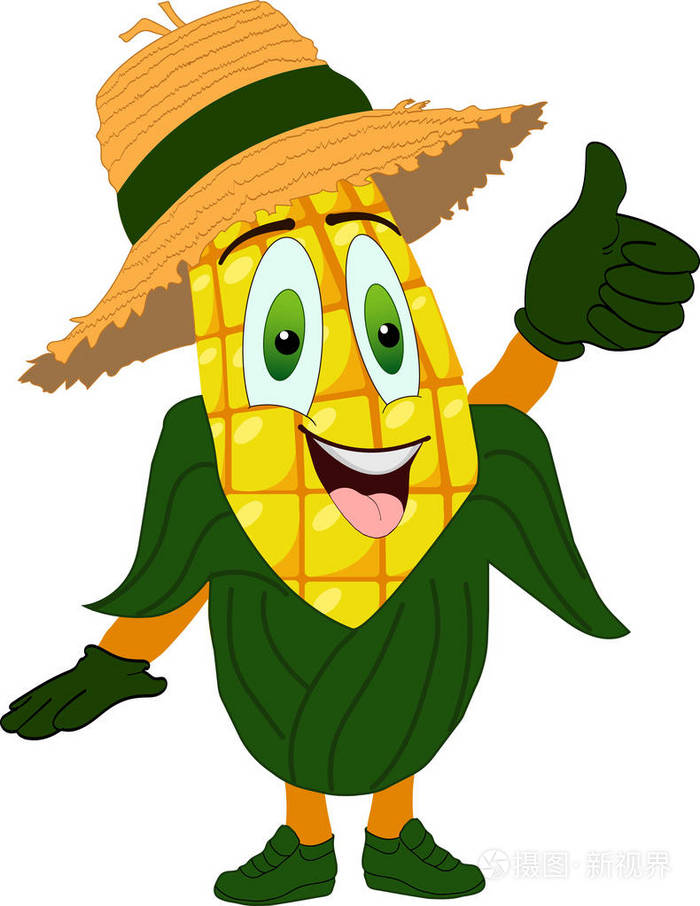 戴着帽子的快乐玉米
