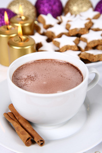 一杯热巧克力和圣诞饼干